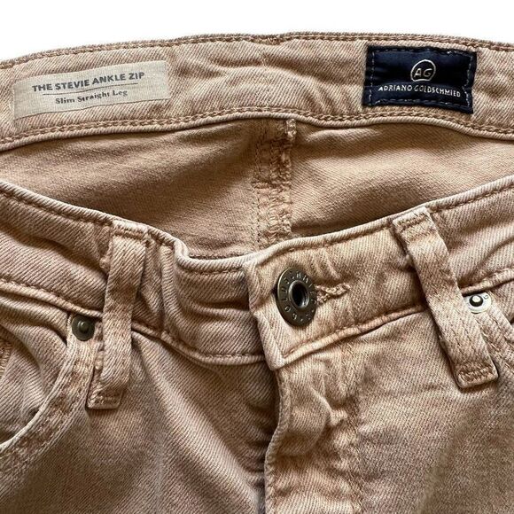 AG tan Stevie ankle zip slim straight leg jeans 26 - Picture 1 of 8